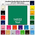 14"x14" Blank Solid Teal Imported 100% Cotton Handkerchief